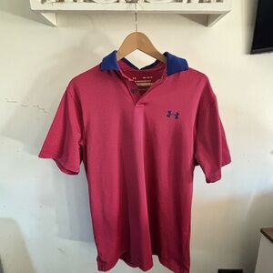 Under Armour Men's Striped Red and Blue Polo Shirt